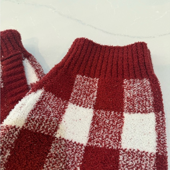 David Archy Fleece Buffalo Check Crew Neck Pajama Set Loungewear with Pockets - Picture 5 of 9